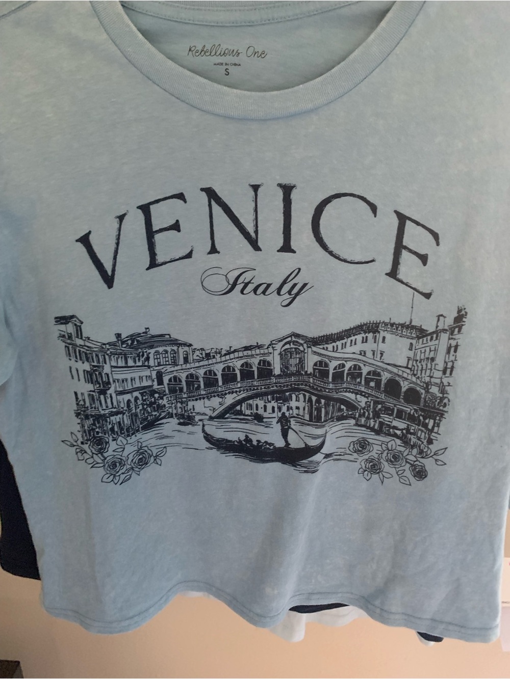 Rebellious One Light Blue Venice Italy Graphic Tee BRAND NEW - Picture 8 of 9